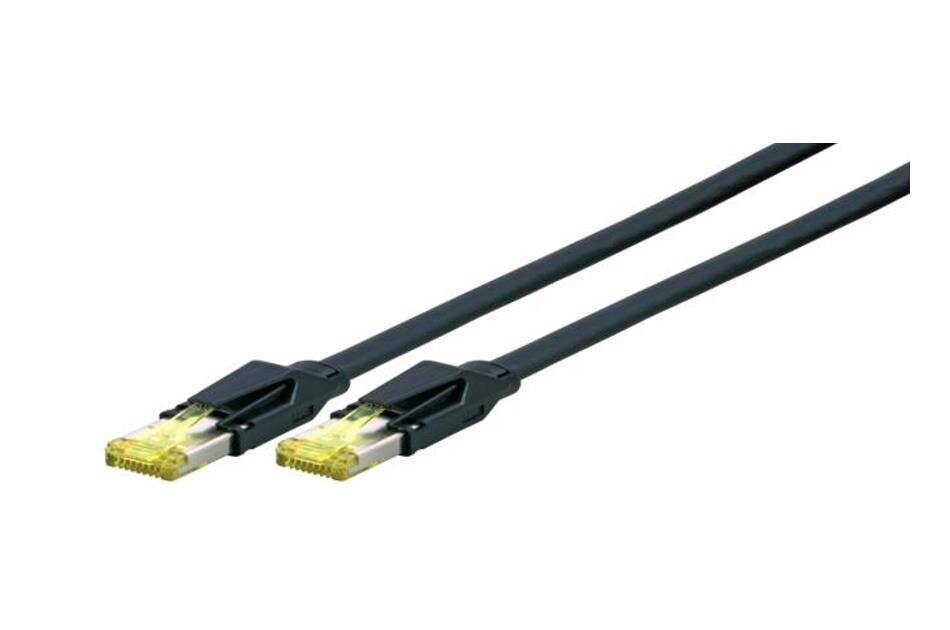 Jetrics jetcat6-outdoor-5, RJ45 Patchkabel S/FTP, Cat.6A, PUR, Cat.7 Rohkabel, TM31, 5m, schwarz