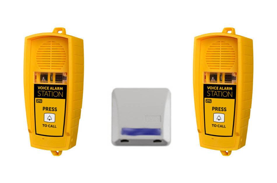 2N Lift1 Voice Alarm Set, Sprachalarm Station Set, 2x Sprechstelle mit Nottaster, 1x Switch