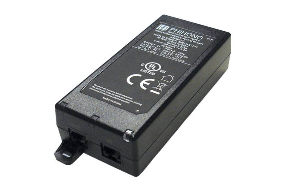 Phihong POE90U-1BT6-R, PoE Midspan, 1 Port, 90W, IEEE802.3bt, 56V, Gigabit, 90-264VAC, Innen