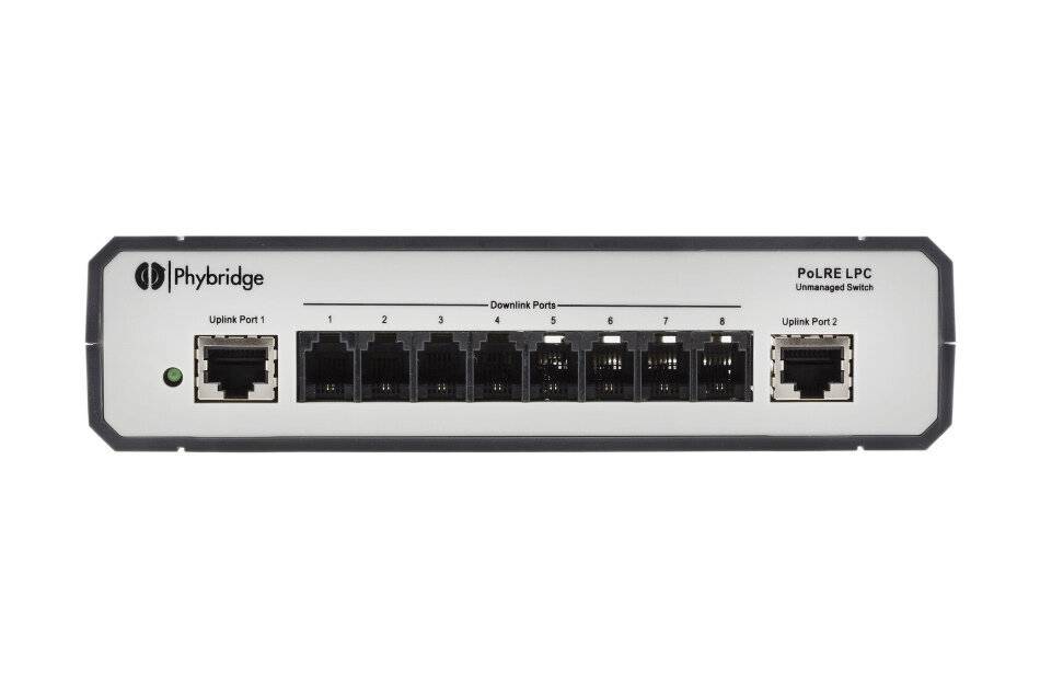 2N NVT Phybridge PL-08 Switch, PoLRE LPC Switch, 8 Port, 10 Mbit/s., 2x 10/100 Base Uplink, 2x Phylink Adapter