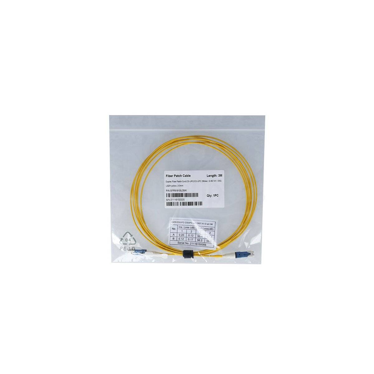 BlueOptics Duplex LWL Patchkabel CS-UPC/CS-UPC Singlemode 3 Meter
