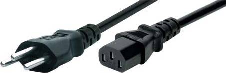 Netzanschlusskabel Schweiz, Stecker an Kaltgerätebuchse, schwarz, 1,8 m Netzanschlusskabel für die Schweiz (35022)