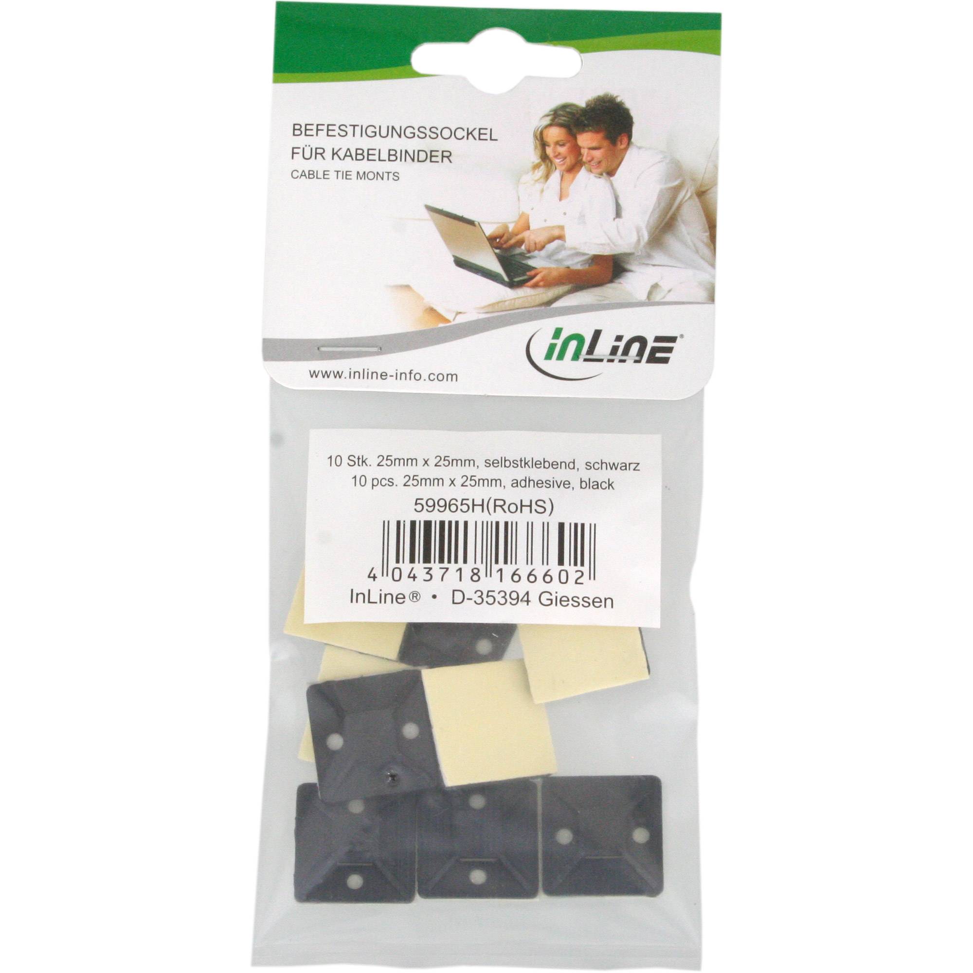 INLINE - Befestigungssockel für Kabelbinder - 25x25mm - selbstklebend - 10 Stück