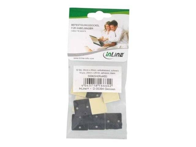 INLINE - Befestigungssockel für Kabelbinder - 25x25mm - selbstklebend - 10 Stück