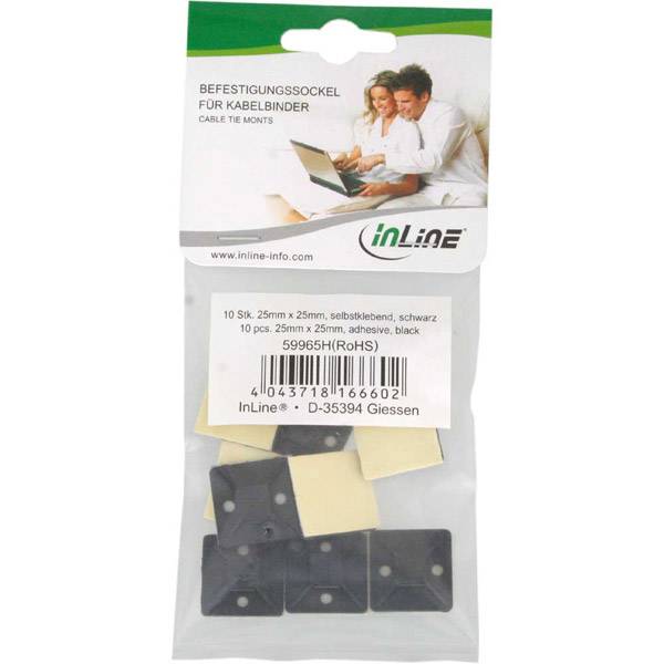 InLine Befestigungssockel für Kabelbinder - 25x25mm - selbstklebend - 10 Stück -