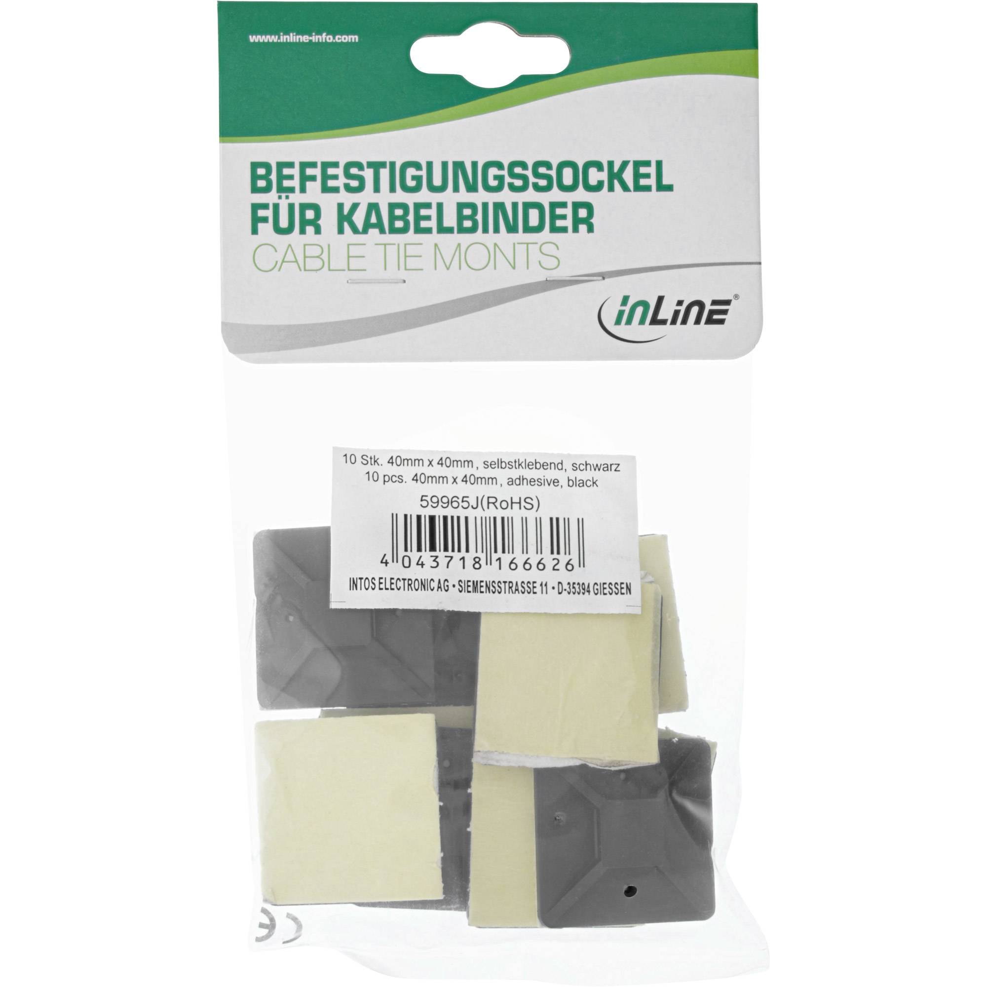 INLINE - Befestigungssockel für Kabelbinder - 40x40mm - selbstklebend - 10 Stück