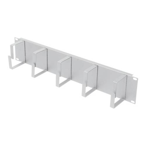 EXERTIS CONNECT 19" Rangierfrontplatte mit 5 Kabelrangierbügeln aus Metall (2 HE | Maße 89 x 65 mm) - in hellgrau