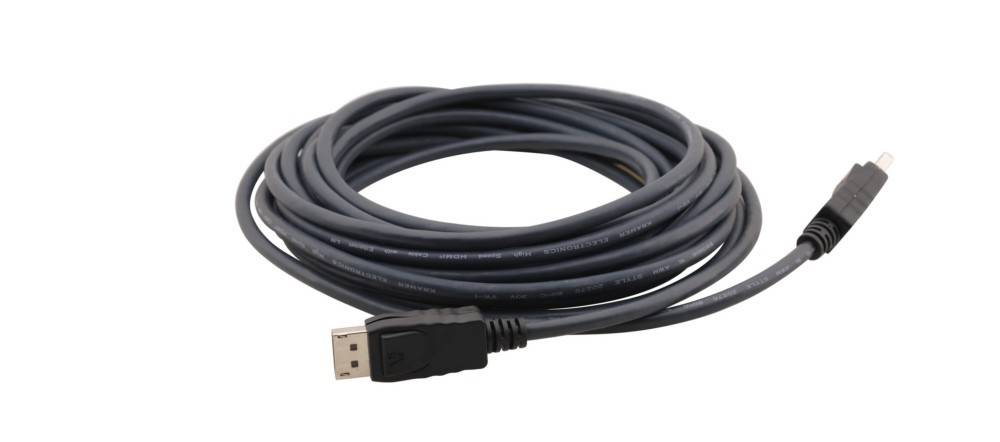 Ein langer, gewickelter HDMI-Kabel mit einem schwarzen Anschluss an einem Ende wird vor einem weißen Hintergrund gezeigt.