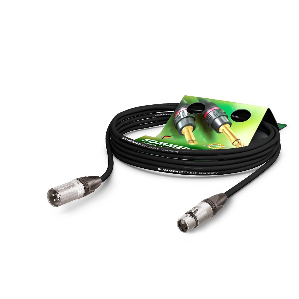 SOMMER CABLE Mikrofonkabel SC-Primus (2 x 0,50mm² | XLR 3-pol male / XLR 3-pol female | NEUTRIK | 20,00m) - in schwarz