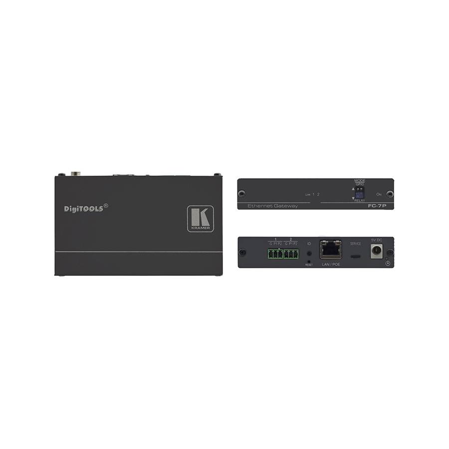 KRAMER FC-7P - 2-Port Multifunktions-GP IO | Relais-Steuergateway mit PoE (Ethernet RJ-45) - in schwarz