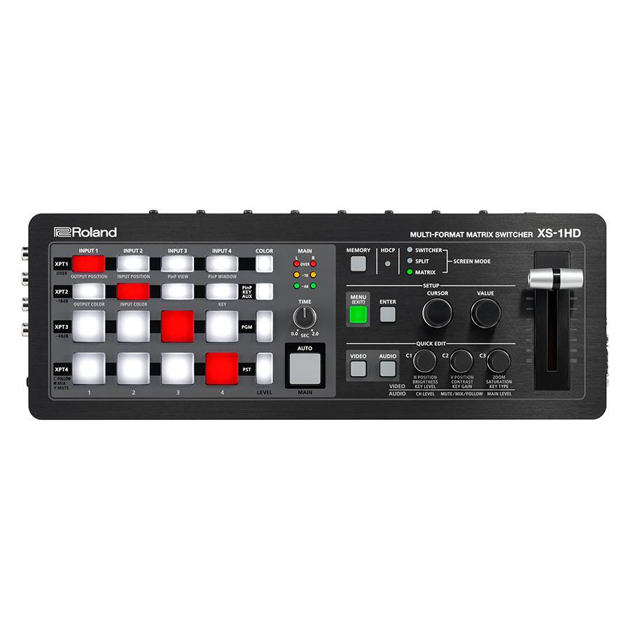 ROLAND XS-1HD - Multi-Format HD Matrix Switcher (4x HDMI-In & 4x HDMI-Out | 8-Kanal Audio-Mixer | Frame-Synchronisation