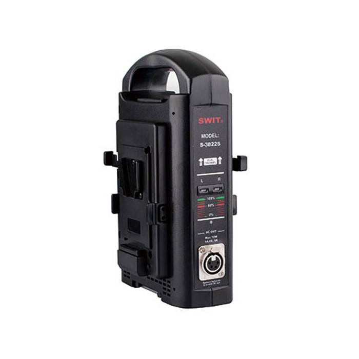 SWIT ELECTRONICS S-3822S - Dual-Schnellladegerät & Adapter für V-Mount Akkus (Ladestrom 2x 3A | Ladestandanzeige |