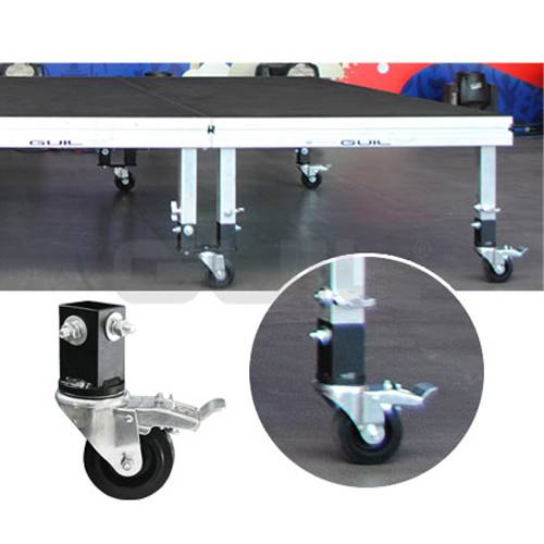 GUIL CQR/5 - Lenkrollen-Set mit Bremse geeignet für TM440 | TM440XL | TM300 Bühnenelemente und 50 x 50 mm Standfüße (4
