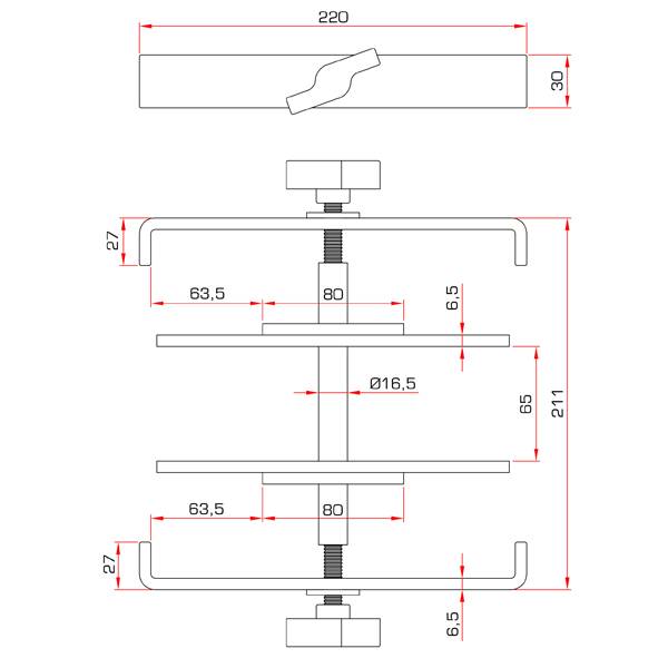 GUIL TMU-08 - 4-fach Standfuß-Verbinder aus Edelstahl (geeignet für TM440 | TM440XL | TM442XL Bühnenelemente mit 50 x 50