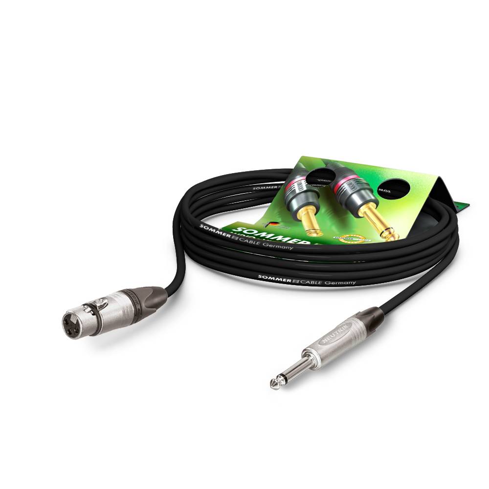 SOMMER CABLE Mikrofonkabel Stage 22 Highflex (2 x 0,22mm² | XLR 3-pol female / Klinke male 6,3mm Mono | NEUTRIK | 1,00m)
