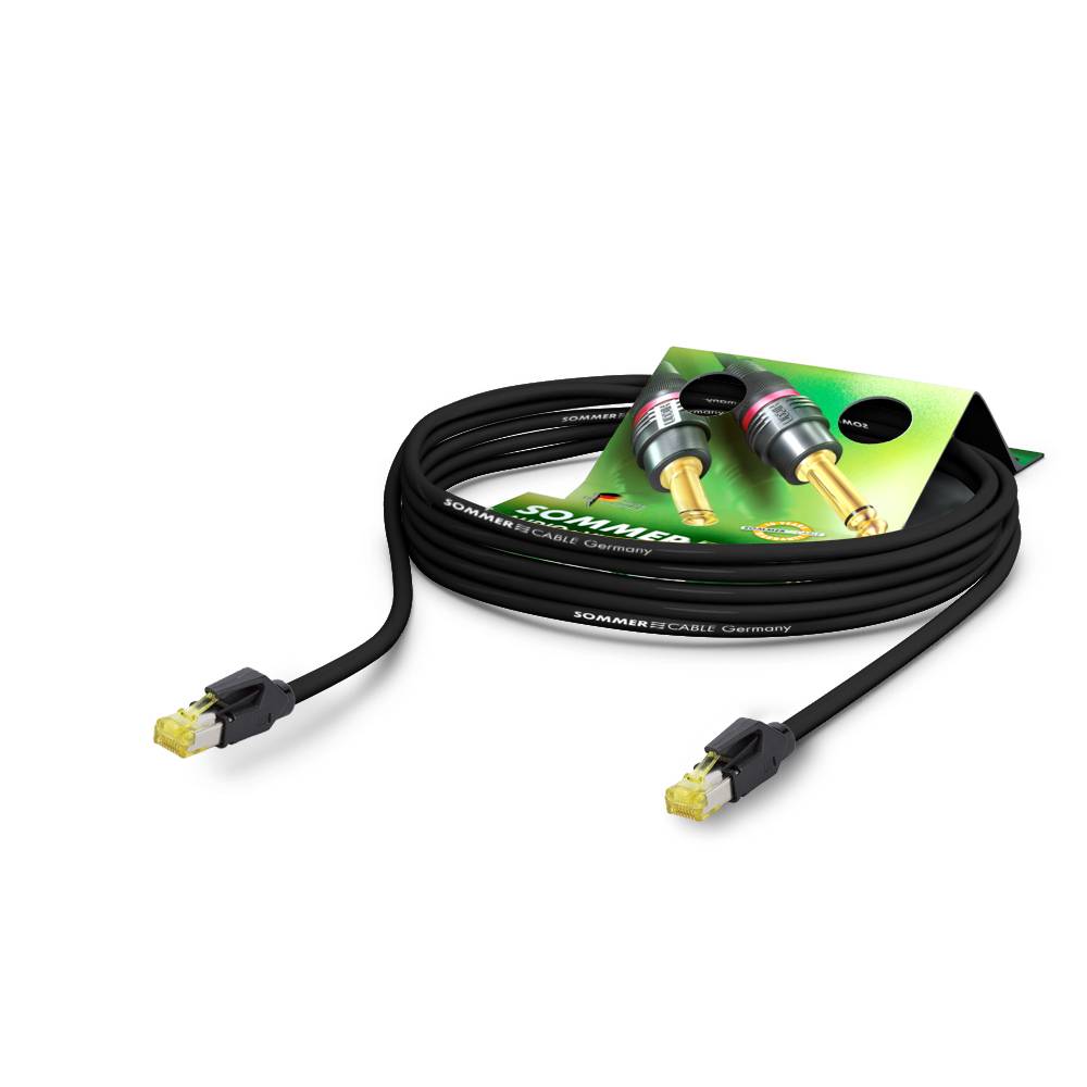 SOMMER CABLE Netzwerkkabel SC-Mercator CAT.7 PUR (8 x 0,14mm² | RJ45 male / RJ45 male | HIROSE | 20,00m) - in schwarz