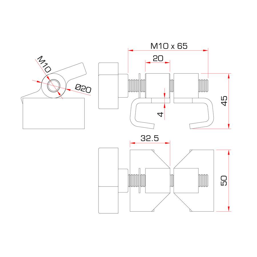 GUIL TMU-02 - Edelstahl Schraubverbindungsklammer geeignet für TM440 | TM440XL | TM442XL | TM440S Bühnenelemente