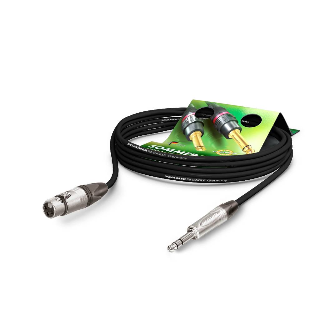 SOMMER CABLE Mikrofonkabel Stage 22 Highflex (2 x 0,22mm² | XLR 3-pol female / Klinke male 6,3mm Stereo | NEUTRIK |