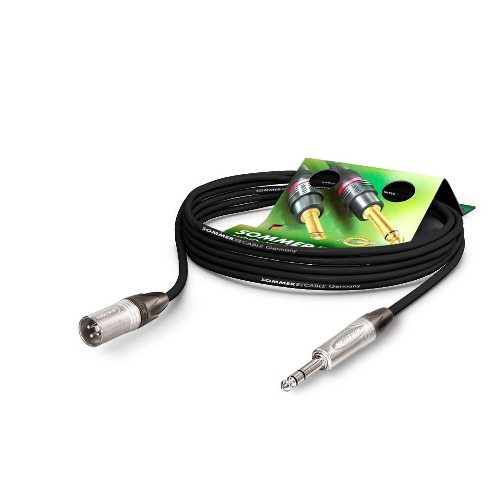 SOMMER CABLE Mikrofonkabel Stage 22 Highflex (2 x 0,22mm² | XLR 3-pol male / Klinke male 6,3mm Stereo | NEUTRIK | 1,00m)