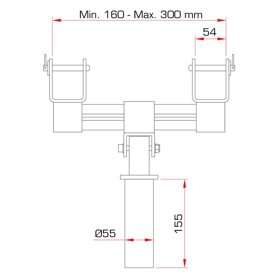 GUIL ADT-34 - Verstellbarer Truss Adapter mit Magnetverschlussstiften (geeignet für Traversen von 160 - 300 mm | Spigot