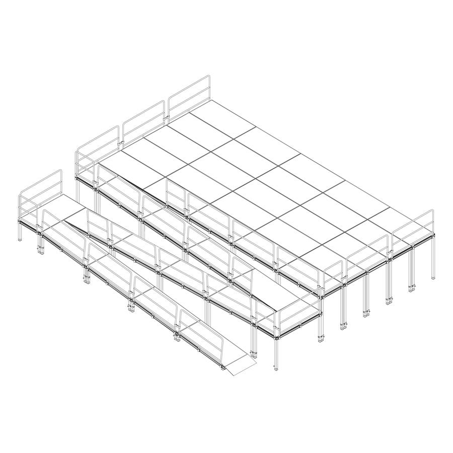 GUIL RMP-01 - Rampen-Kit für TM440 | TM440XL | TM300 Bühnenelemente (geeignet für Bühnenhöhen von 800 - 1.200 mm)