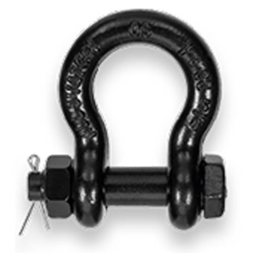 SAFETEX Abriebfeste Schäkel "Blackline" (WLL 1.000kg | geschweifte Form mit 3/8" Bolzen + Mutter + Splint) - schwarz