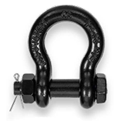 SAFETEX Abriebfeste Schäkel "Blackline" (WLL 4.750kg | geschweifte Form mit 3/4" Bolzen + Mutter + Splint) - schwarz
