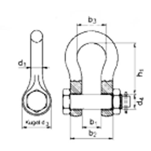 SAFETEX Abriebfeste Schäkel "Blackline" (WLL 6.500 kg | geschweifte Form mit 7/8" Bolzen + Mutter + Splint) - schwarz
