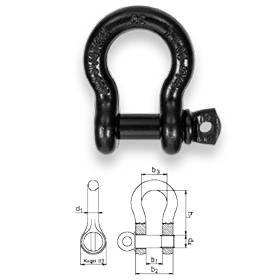 SAFETEX Abriebfeste Schäkel "Blackline" (WLL 4.750kg | geschweifte Form mit 3/4" Schraubbolzen) - schwarz
