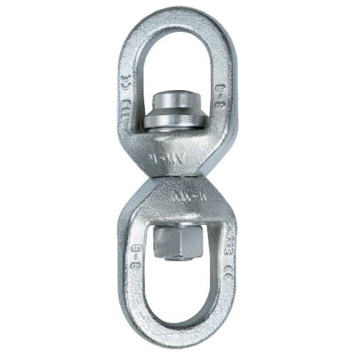 SAFETEX Rollenlagerwirbel "Blackline" (WLL 3.200kg | Rolllager & Gleitlager | geeignet für Ketten-Ø 10,0mm) - silber