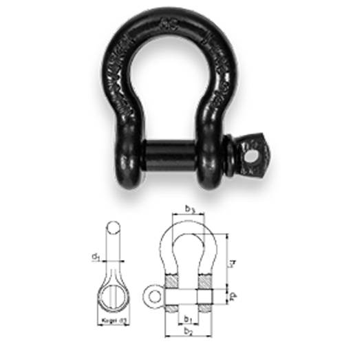 SAFETEX Abriebfeste Schäkel "Blackline" (WLL 2.000kg | geschweifte Form mit 1/2" Schraubbolzen) - schwarz