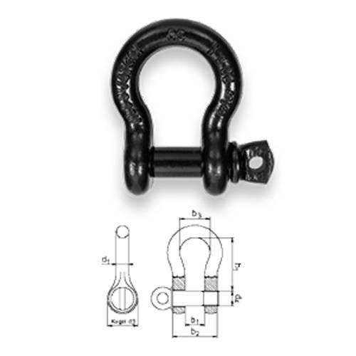 SAFETEX Abriebfeste Schäkel "Blackline" (WLL 3.250kg | geschweifte Form mit 5/8" Schraubbolzen) - schwarz