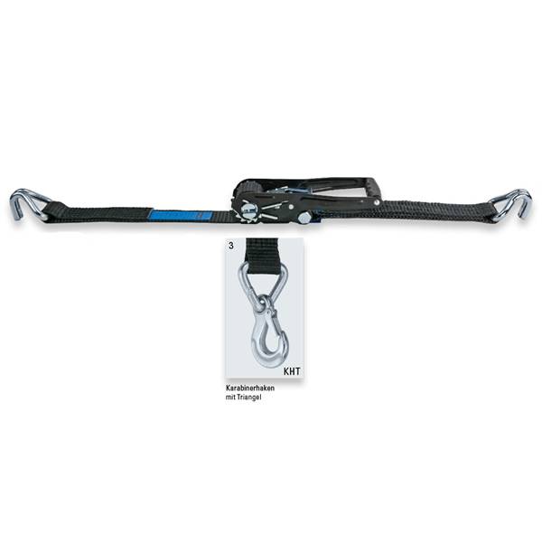SAFETEX Zurrgurt "Blackline" mit Druckratsche & Karabinerhaken mit Triangel (WLL 2.500kg | 2-teilig | 50,0mm Bandbreite