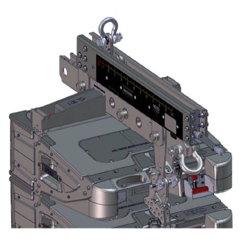 Ein detailliertes mechanisches Bauteil mit zahnradähnlichen Strukturen, Metallhalterungen und Bolzen, das technisches Design und komplexe Montage zeigt.