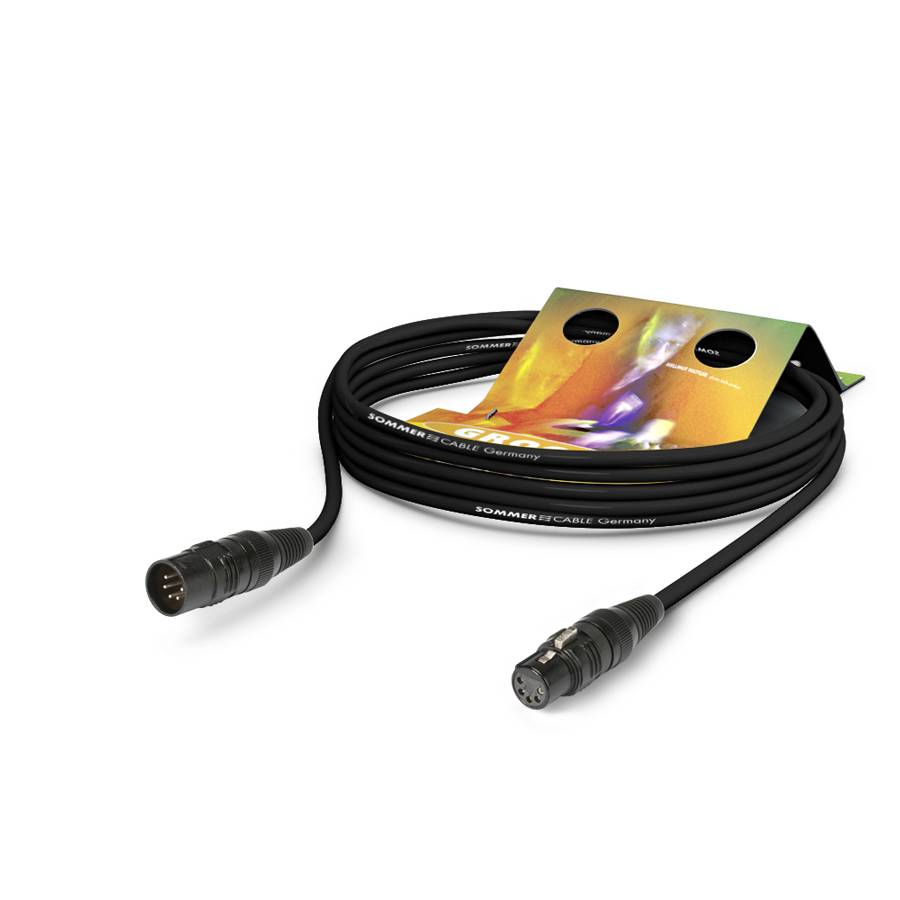 SOMMER CABLE DMX512 Binary 434 DMX512 (4 x 0,34mm² | XLR 5-pol male / XLR 5-pol female | HICON | 2,50m) - in schwarz