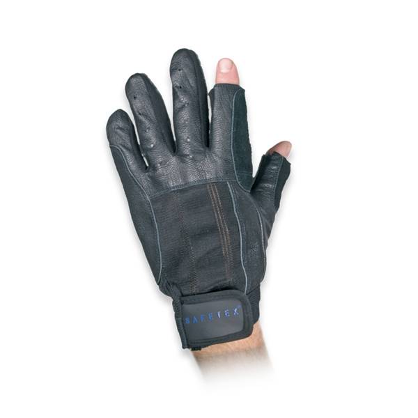 SAFETEX Rigging-Handschuhe "Blackline" aus Kalbsleder mit Innenhandverstärkung (Klettverschluss | Größe XXL) - schwarz