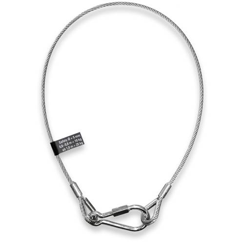 SAFETEX Safety-Sicherungsseil mit Kauschen & Karabinerhaken (DGUV bis 10,0kg | Seil-Ø 4,00mm | verzinkt) - 0,60m
