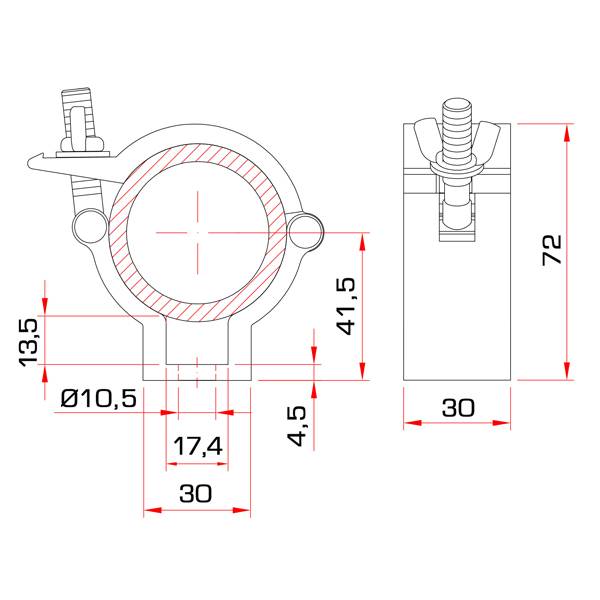 GUIL ABZ-00/N - Klemmkupplung für Rohre mit Außen-Ø von 50,0mm (Belastbarkeit max. 100kg | Aluminium) - schwarz
