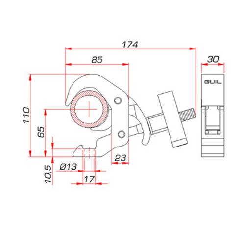 GUIL ABZ-07/E - Schnellbefestigungsklemme für Rohre mit Außen-Ø von 38,0-51,0mm (Belastbarkeit max. 100 kg) - silber