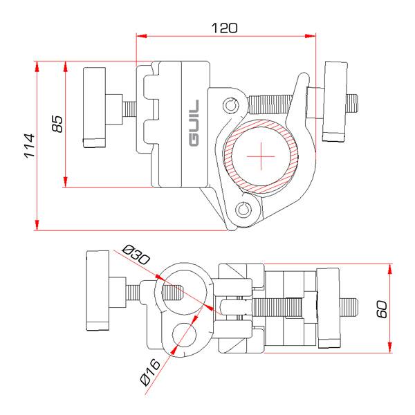 GUIL ABZ-15 - TV-Klemme für Rohre mit Außen-Ø von 45,0-52,0 mm (Belastbarkeit max. 150-300kg | Aluminium) - silber