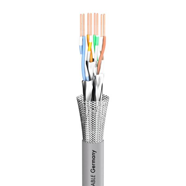 SOMMER CABLE Netzwerkkabel SC-Mercator CAT.7 (8x Innenleiter | 4 x 2 x 0,14mm² | FRNC Ø 6,50 mm | METERWARE) - in grau