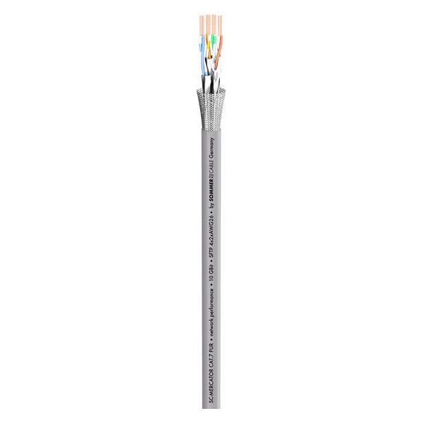 SOMMER CABLE Netzwerkkabel SC-Mercator CAT.7 (8x Innenleiter | 4 x 2 x 0,14mm² | FRNC Ø 6,50 mm | METERWARE) - in grau