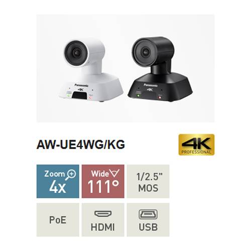 PANASONIC AW-UE4 - 4K UHD PTZ-Kamera (2.160/30p | 4x digitaler Zoom | Stereomikrofon | HDMI & USB-C | PoE) - schwarz