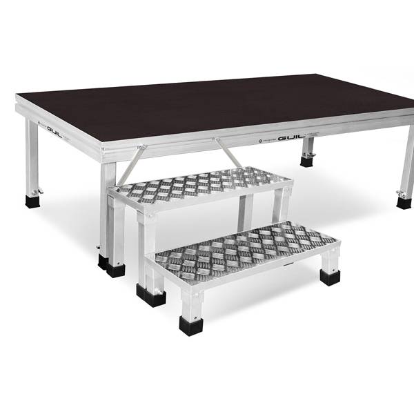 GUIL ECD20-80 - Modulare Aluminium 4-Stufen Zugangstreppe mit abnehmbaren Standfüßen (Stufenmaße 300 x 800 mm | Höhe