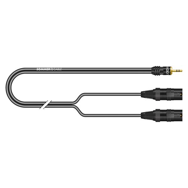 SOMMER CABLE Stereo-Splitkabel SC-Onyx (1 x 0,25mm² | Miniklinke male 3,5mm Stereo / 2x XLR 3-pol male | HICON | 5,00m)