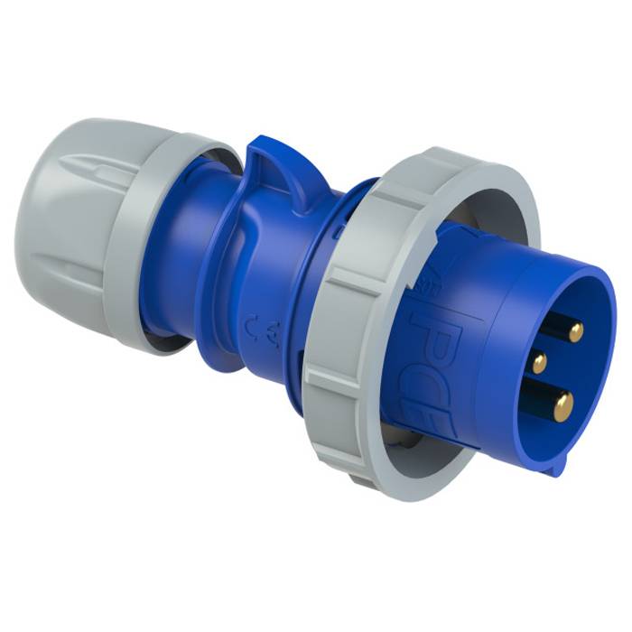 PC ELECTRIC CEE-Stecker "SHARK" mit Schraubklemmen (230V / 32A | 3-polig 6h | IP67) - in blau/grau