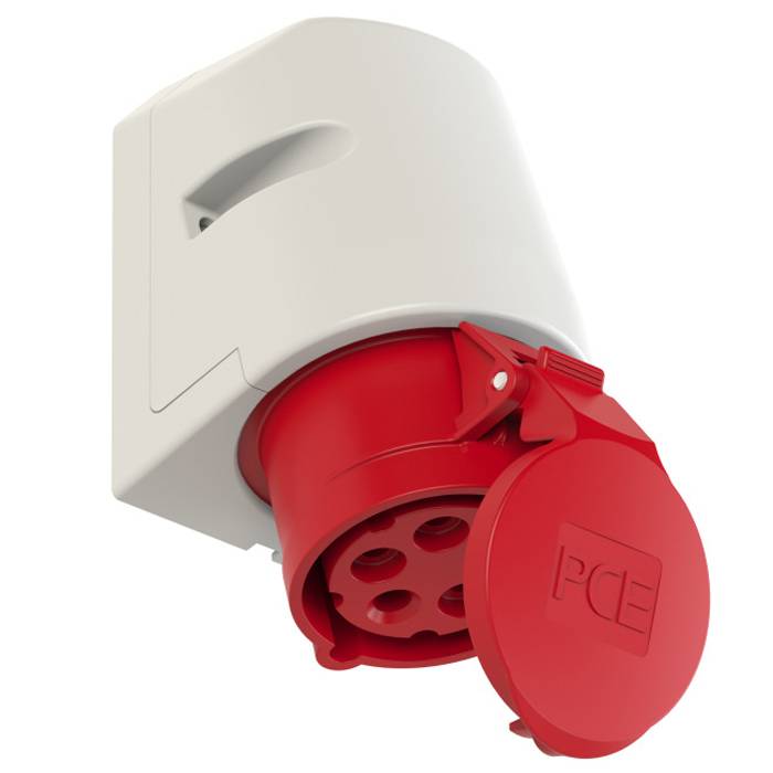 PC ELECTRIC CEE-Wandsteckdose mit Schraubklemmen (400V / 16A | 5-polig 6h | IP44) - in rot/weiß