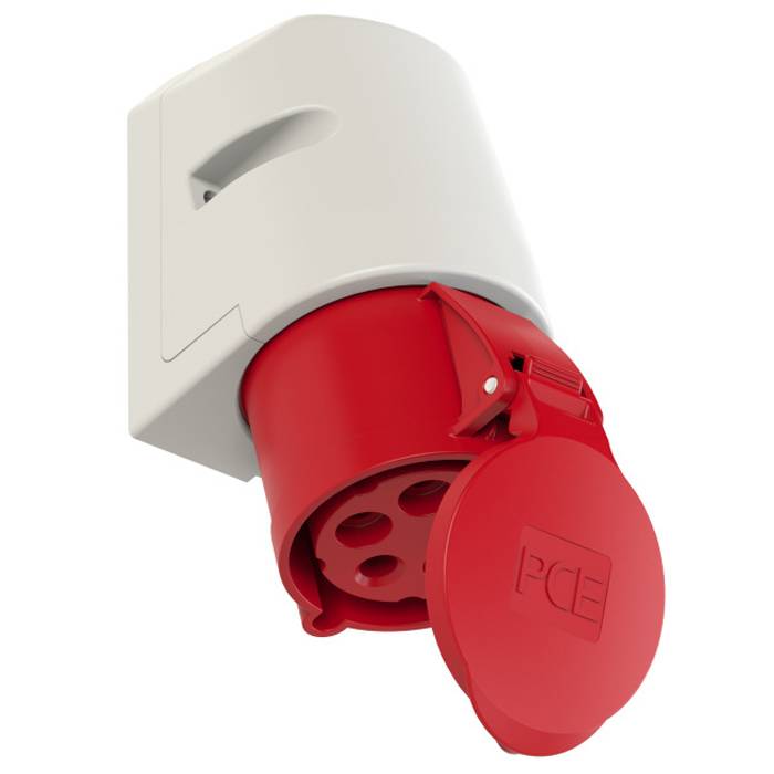 PC ELECTRIC CEE-Wandsteckdose mit Schraubklemmen (400V / 32A | 5-polig 6h | IP44) - in rot/weiß