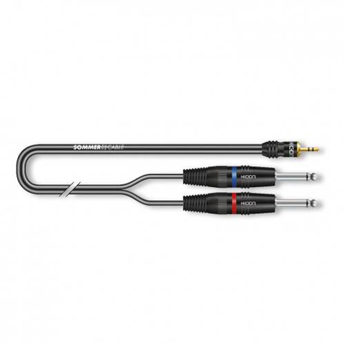 SOMMER CABLE Stereo-Splitkabel SC-Onyx (1 x 0,25mm² | Klinke Male 6,3mm Mono / Miniklinke Male 3,5mm Stereo | HICON |