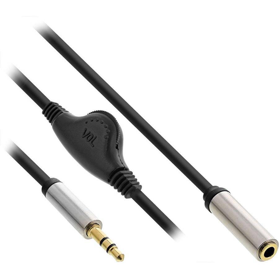 INLINE - Slim Audio Kabel Klinke 3,5mm ST / BU - mit Lautstärkeregler - 0,25m